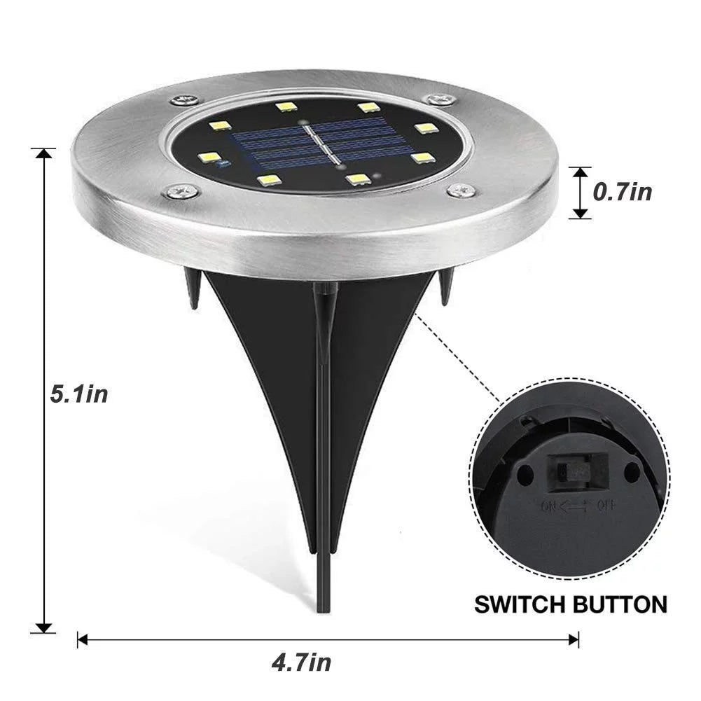 12 Pack 8 LED Solar Ground Lights Waterproof Y864
