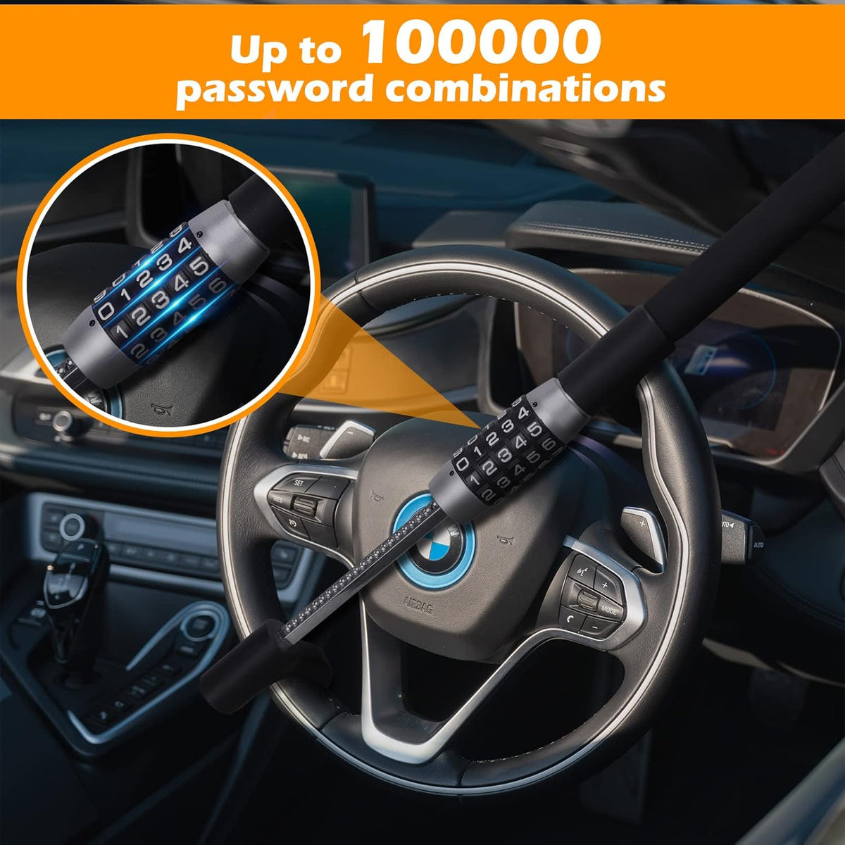 Password Heavy Duty Steering Wheel Lock B8622