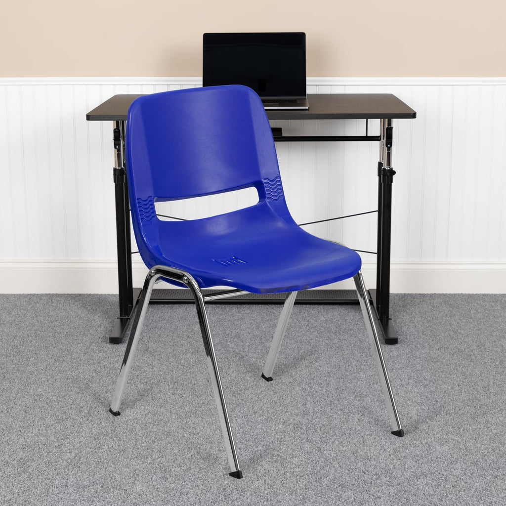 Navy Ergonomic Stack Chair with Chrome Frame C60679