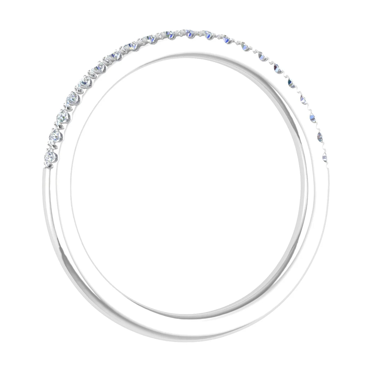 14K White Gold Half Eternity Diamond Wedding Band Ring V41793