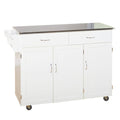 White Kitchen Cart with Stainless Steel Top Y497261