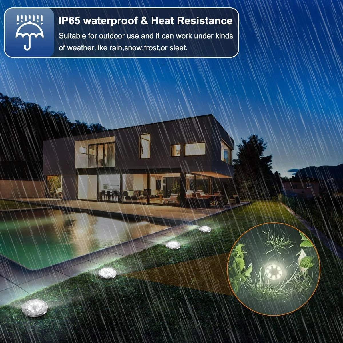 12 Pack 8 LED Solar Ground Lights Waterproof Y864