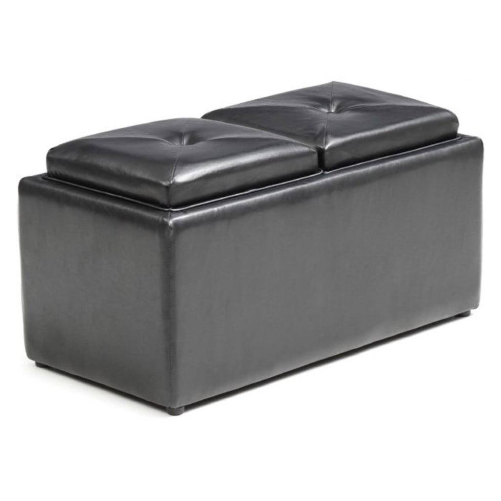 Black Ottoman with Flip Over Tray N181