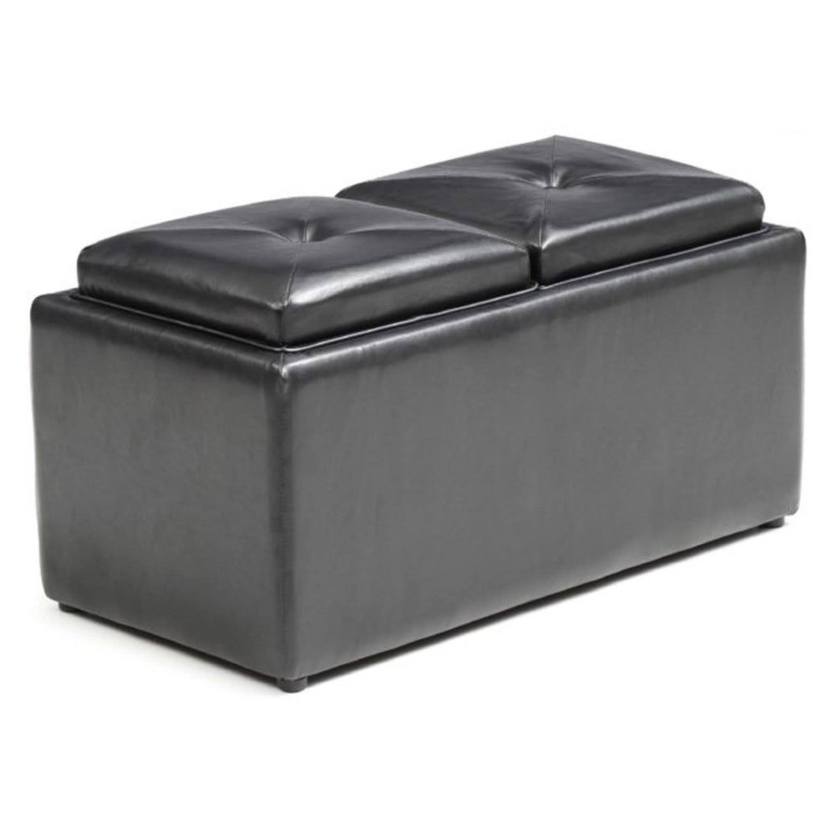 Black Ottoman with Flip Over Tray N181