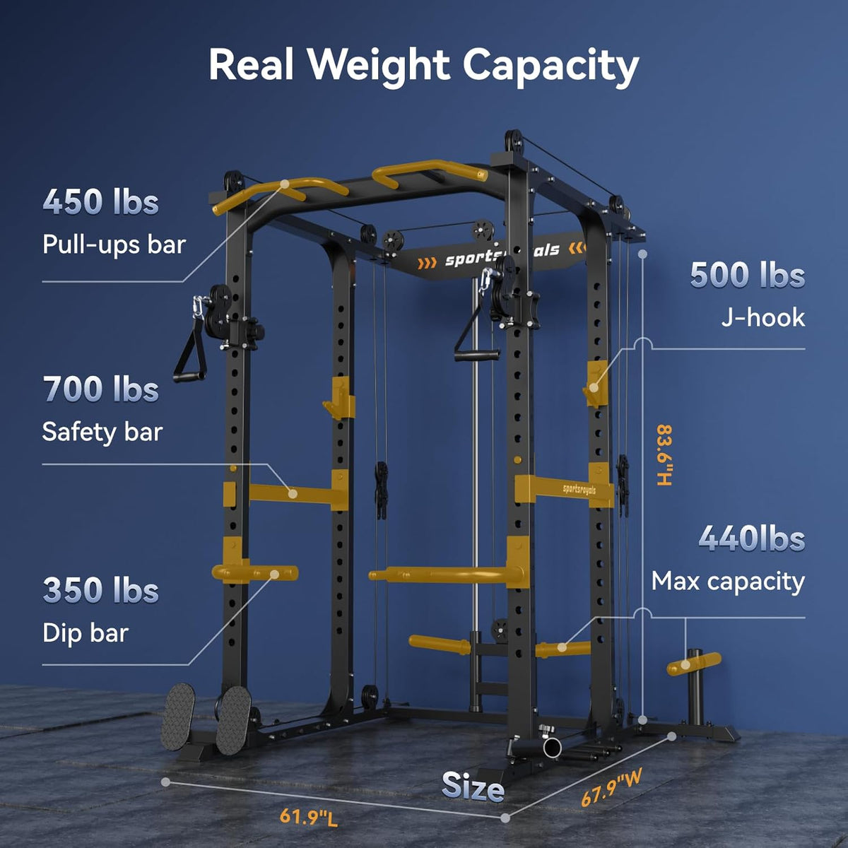 Power Cage with Adjustable Cable Crossover System W4506