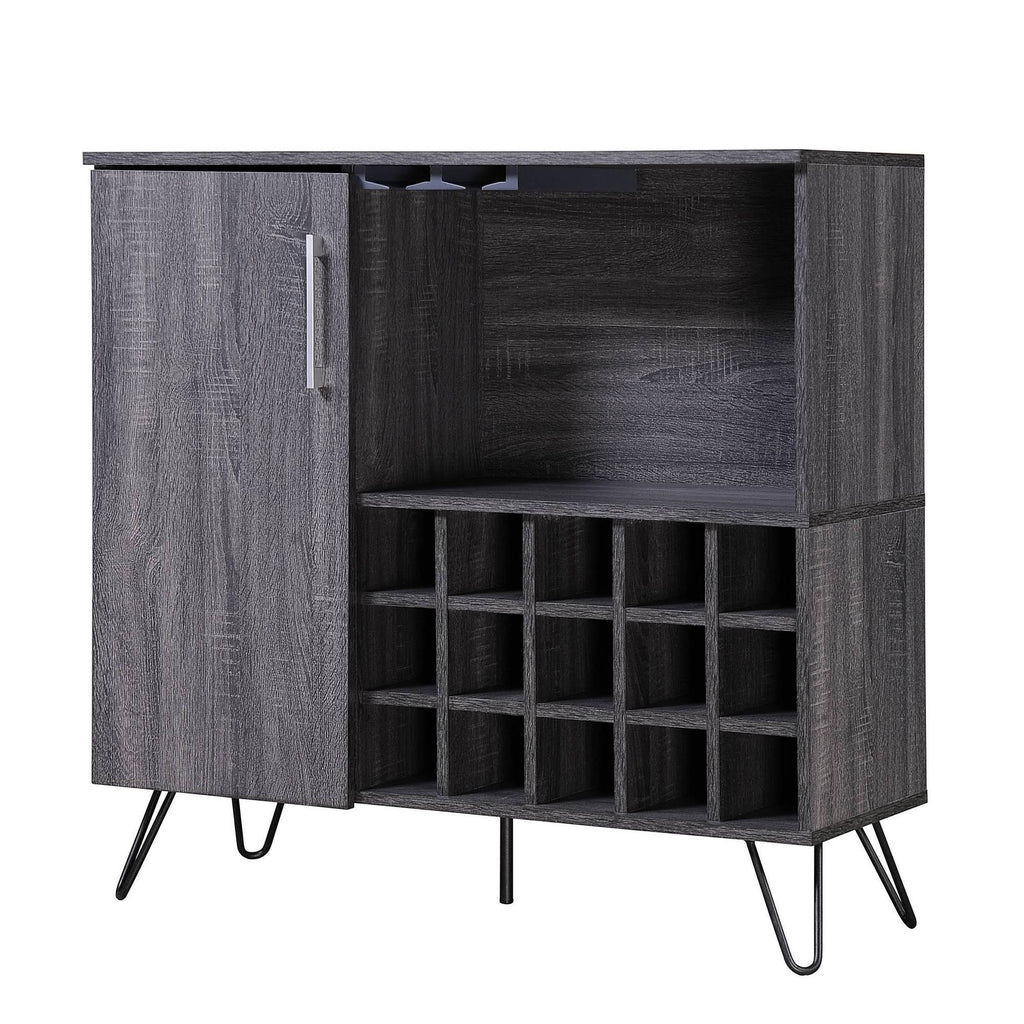 Sonoma Gray Oak and Black Finish Bar Cabinet C9924