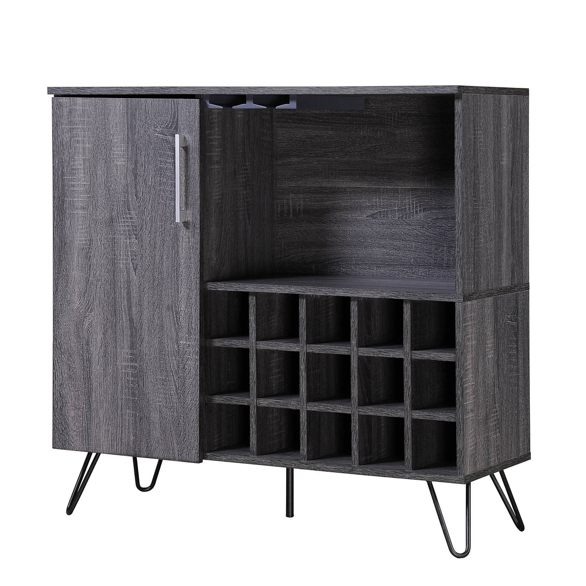 Sonoma Gray Oak and Black Finish Bar Cabinet C9924