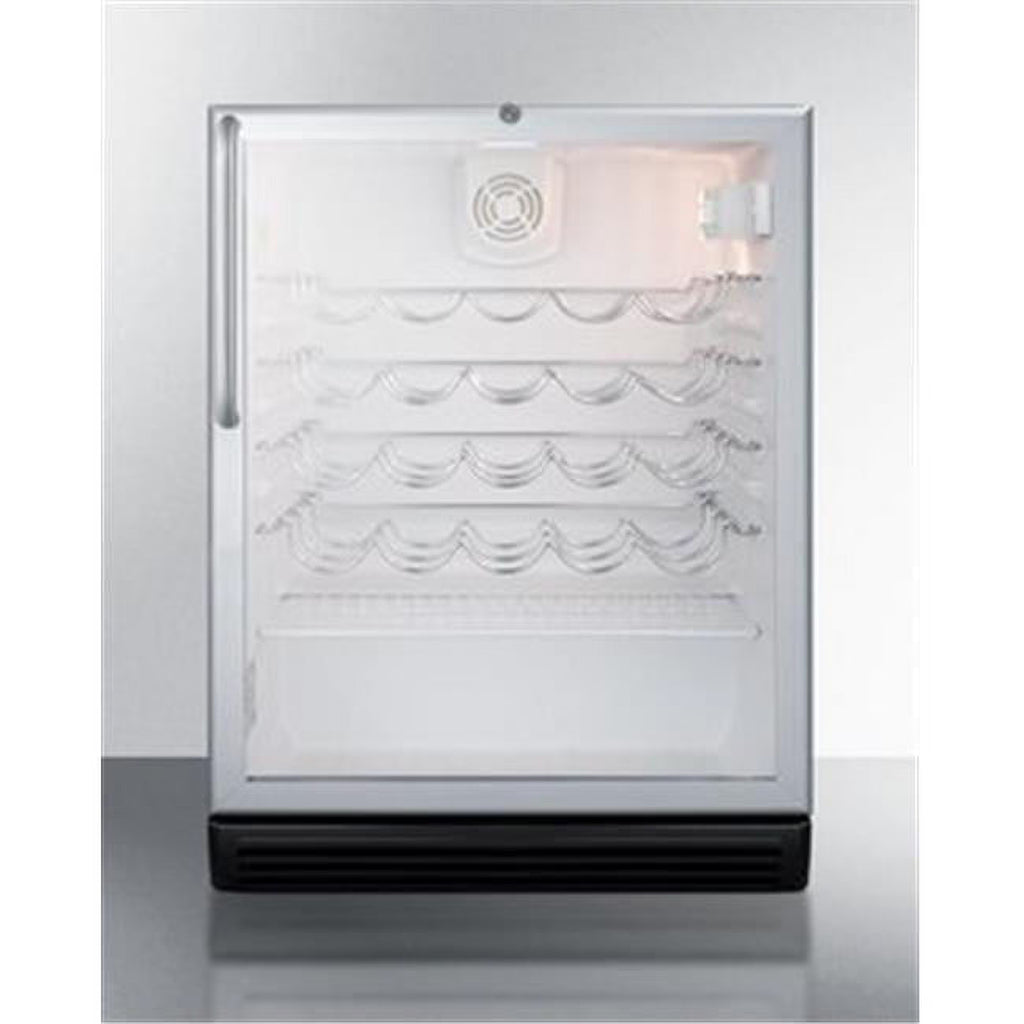 Black Glass Door Wine Cellar with Lock X3068