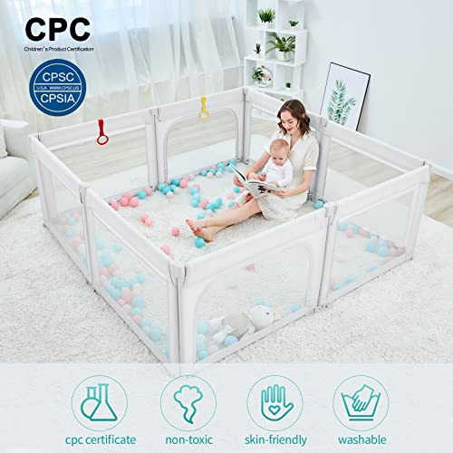 Baby Playpen Foldable 79x59 Light Grey H365474