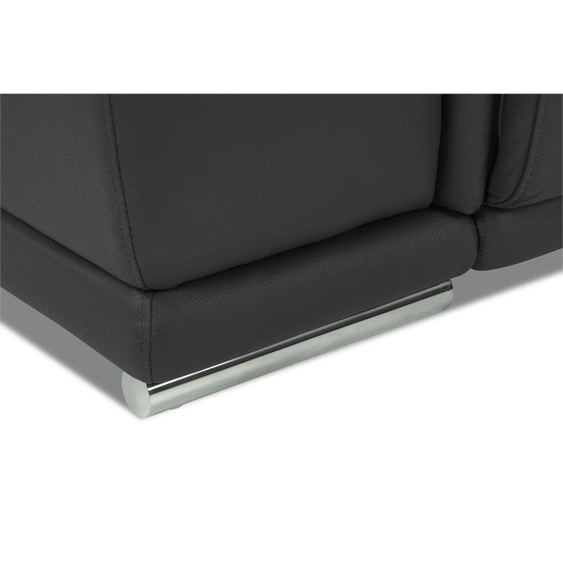 Genuine Italian Leather Power Reclining Chair in Dark Gray Q683577
