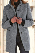 Solid Color Mandarin Collar Outerwear G961442