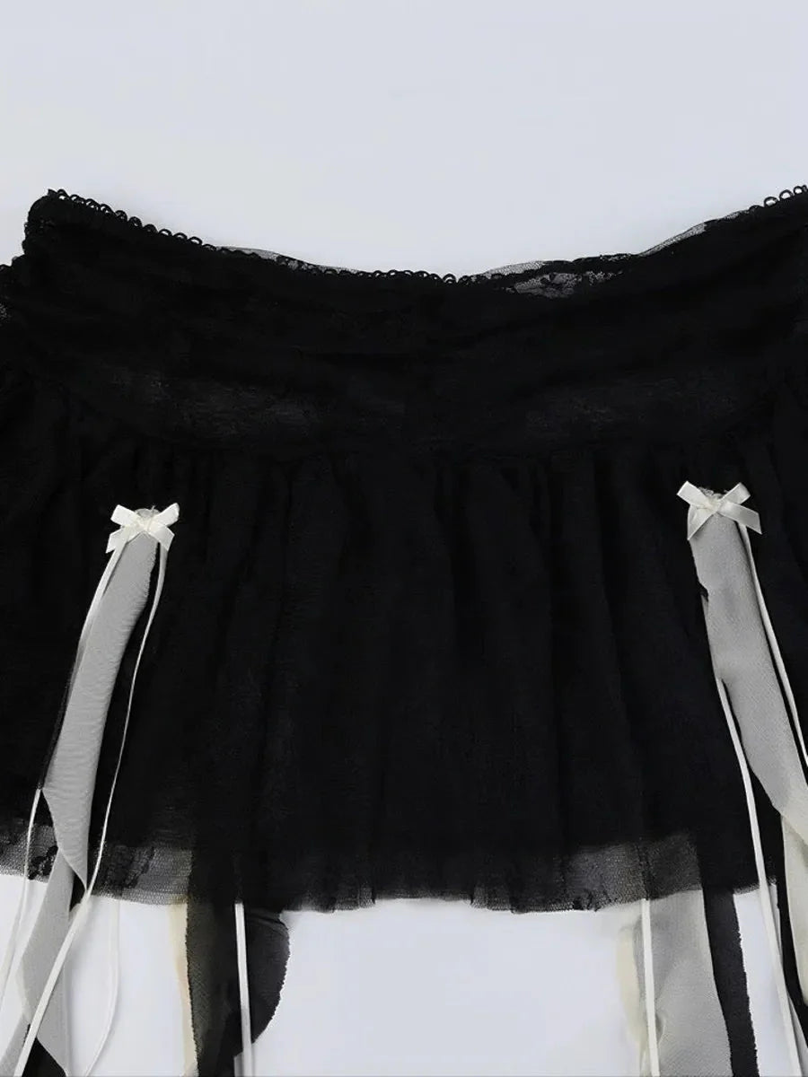 Dark Ribbon Mini Skirt E2401