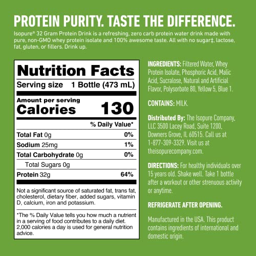 Zero Carb Whey Protein Isolate, 16 Fl Oz (12 Bottles) Z339040