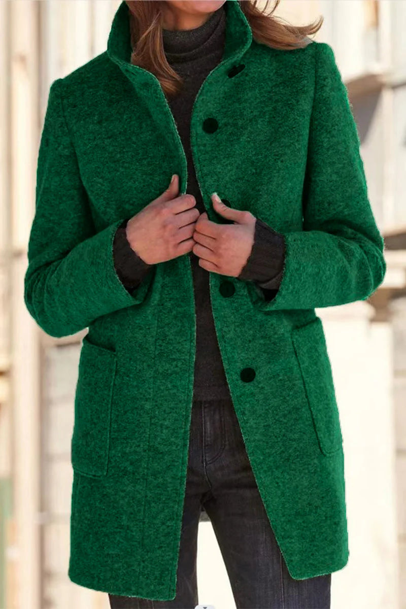 Solid Color Mandarin Collar Outerwear G961442