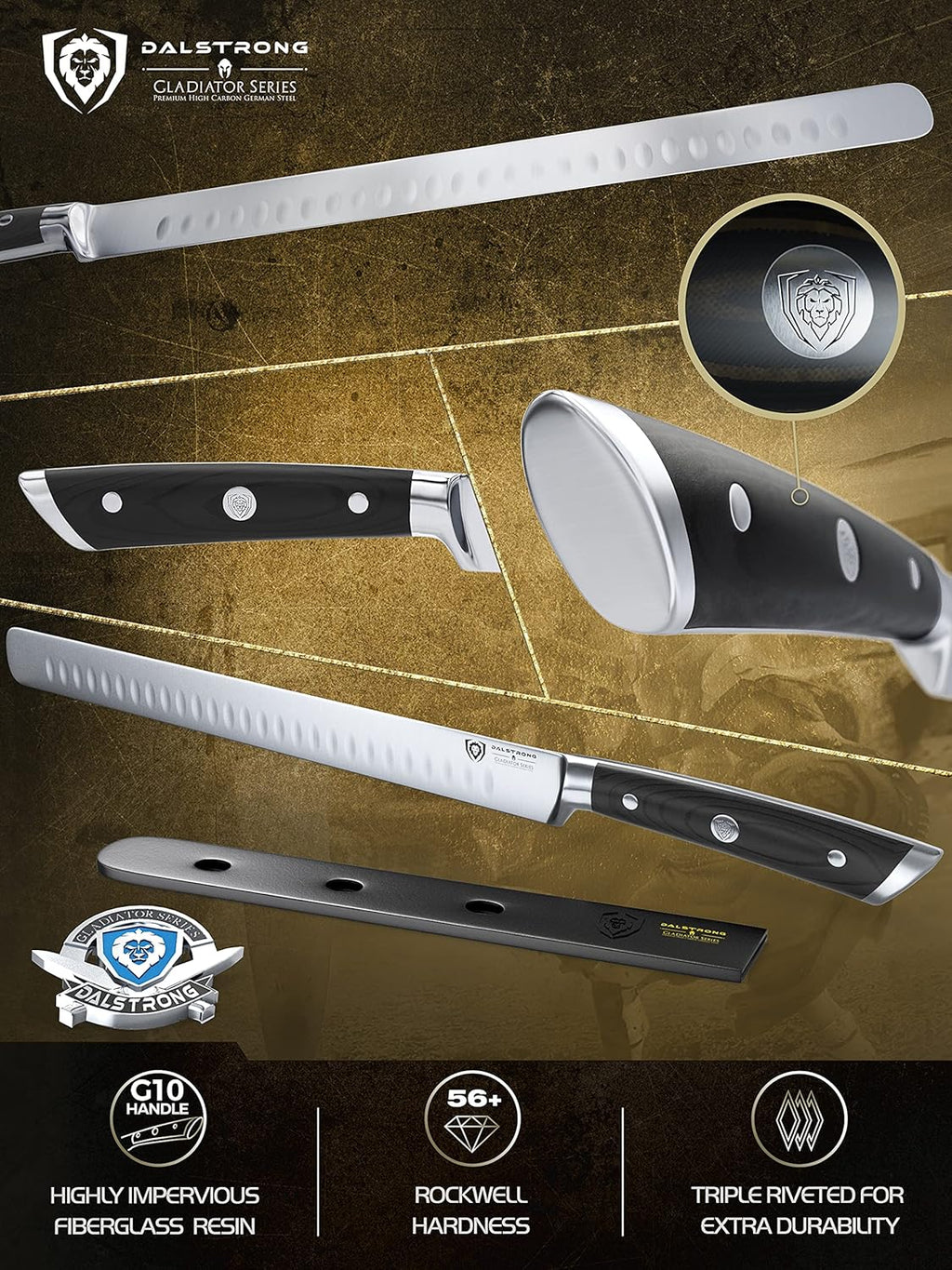 12 Inch German HC Steel Slicing Knife with Sheath R1638