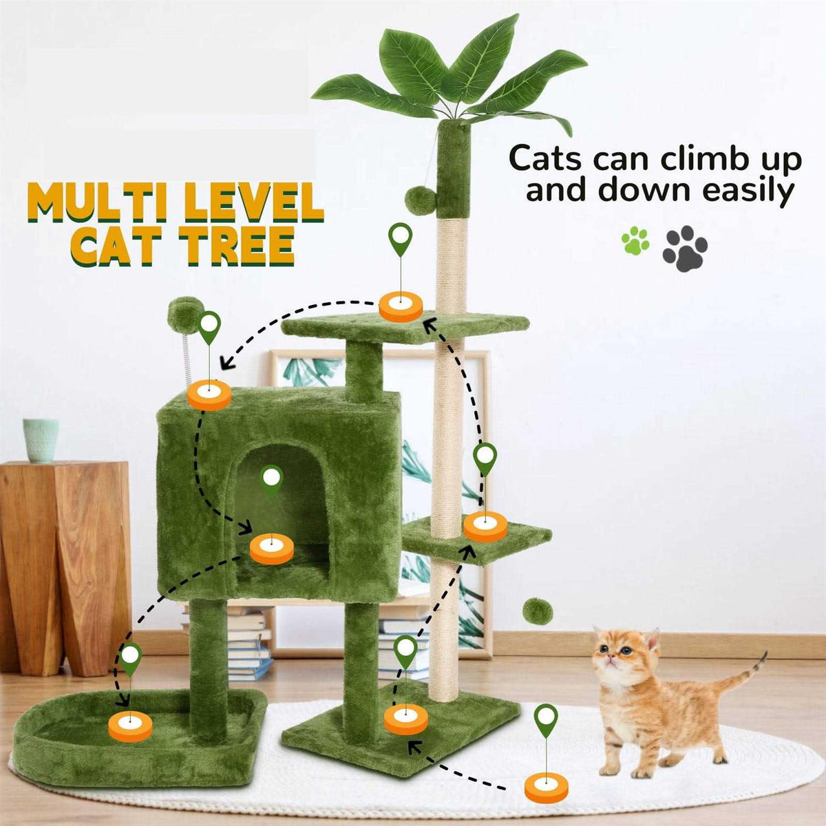 52in Cat Tree with Scratching Posts Plush Perch Q40602