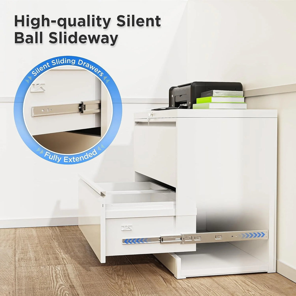 2 Drawer Metal File Cabinet with Lock White Y649