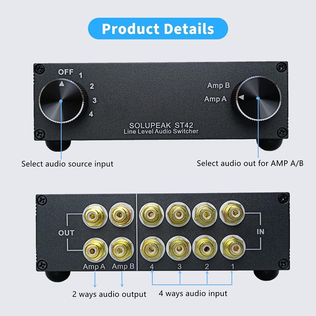 4-Way RCA Audio Switch Splitter Box F4684