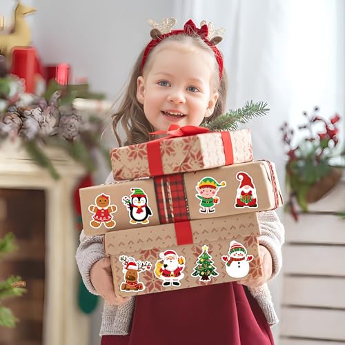 1200 Pcs Christmas Stickers Roll 1.5 Inch Self Adhesive 16 Designs X166