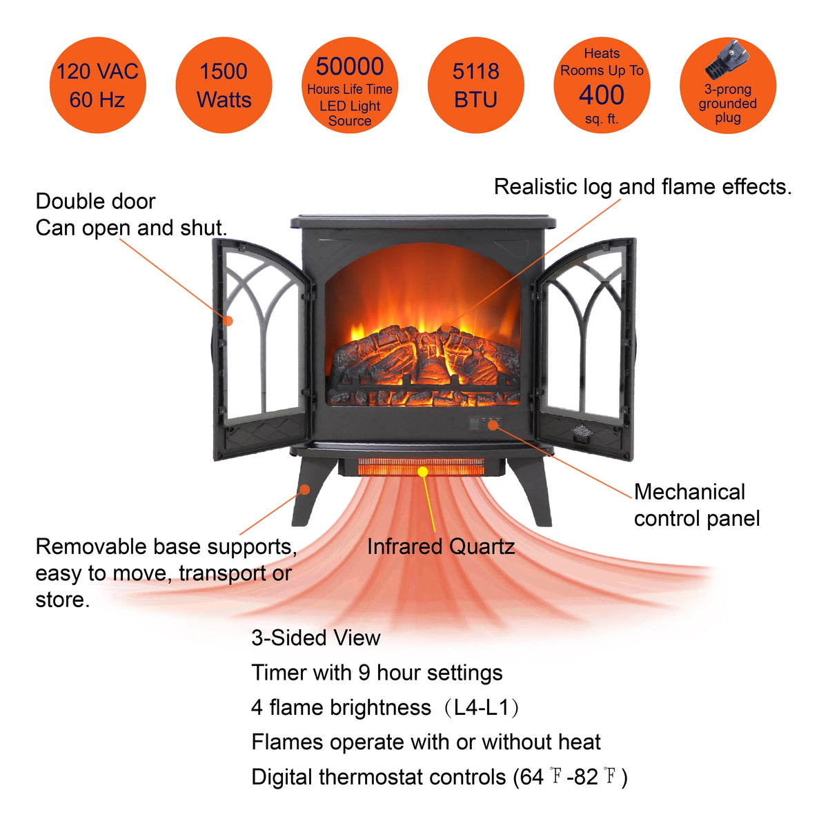 24 Inch 3D Infrared Electric Stove G463