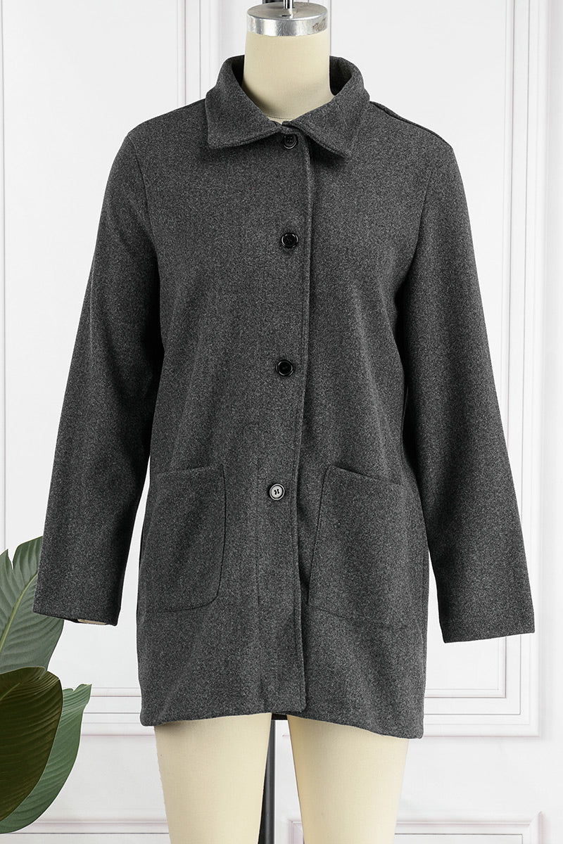 Solid Color Mandarin Collar Outerwear G961442