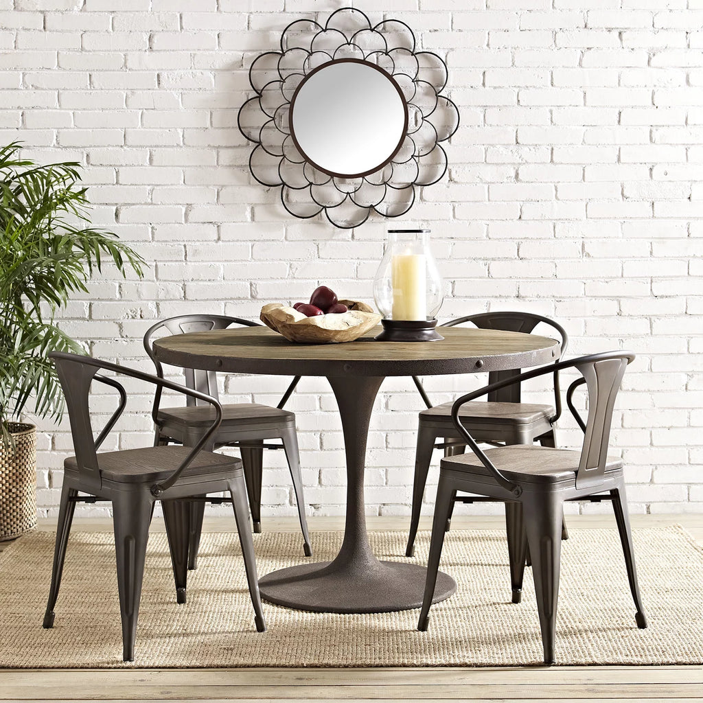 48" Round Wood Top Dining Table D6966