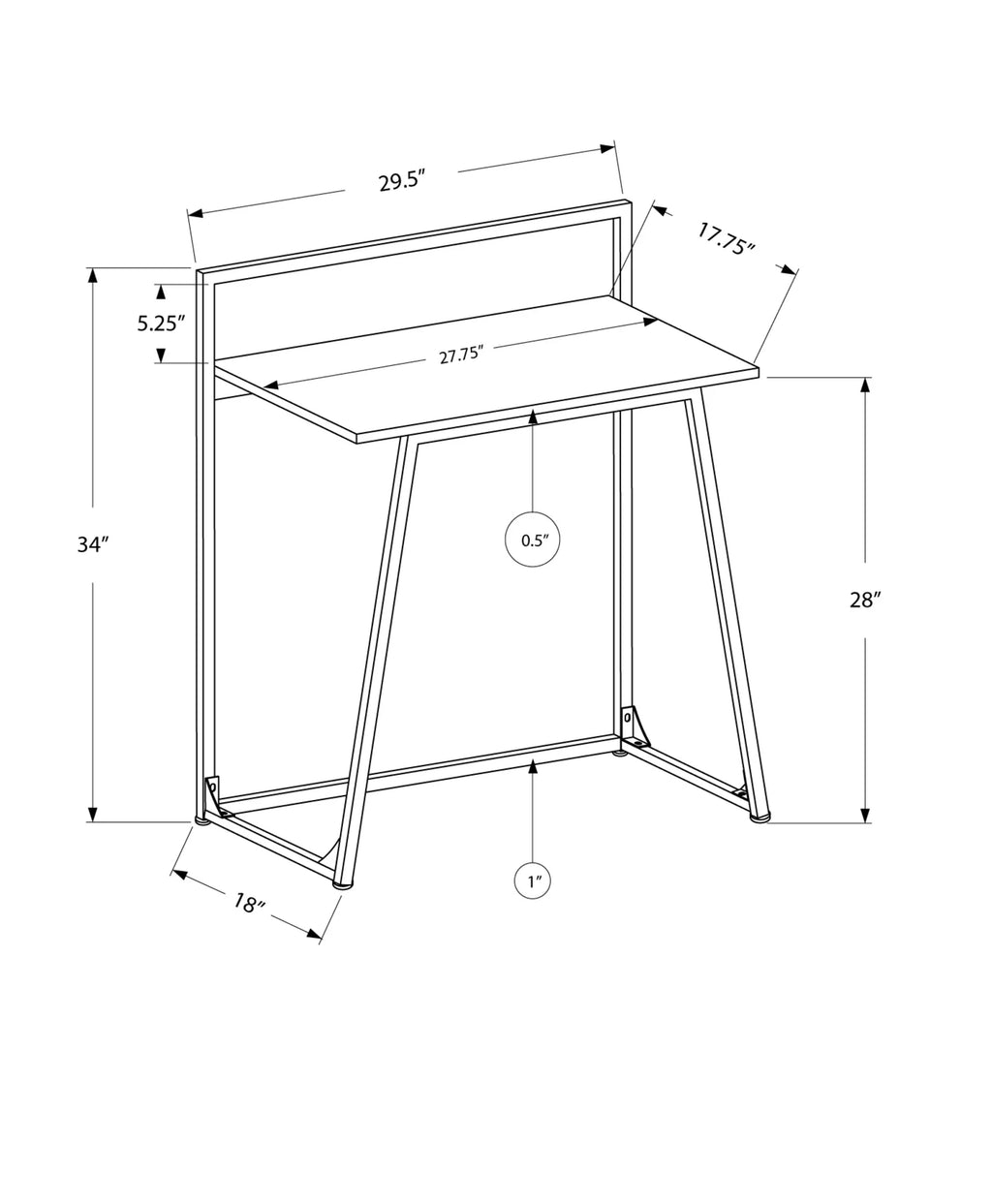 Computer Desk, 30"L, White Laminate, White Metal G572806