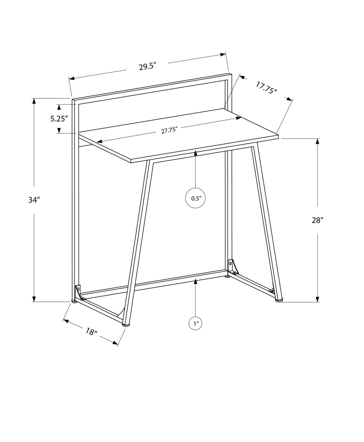 Computer Desk, 30"L, White Laminate, White Metal G572806