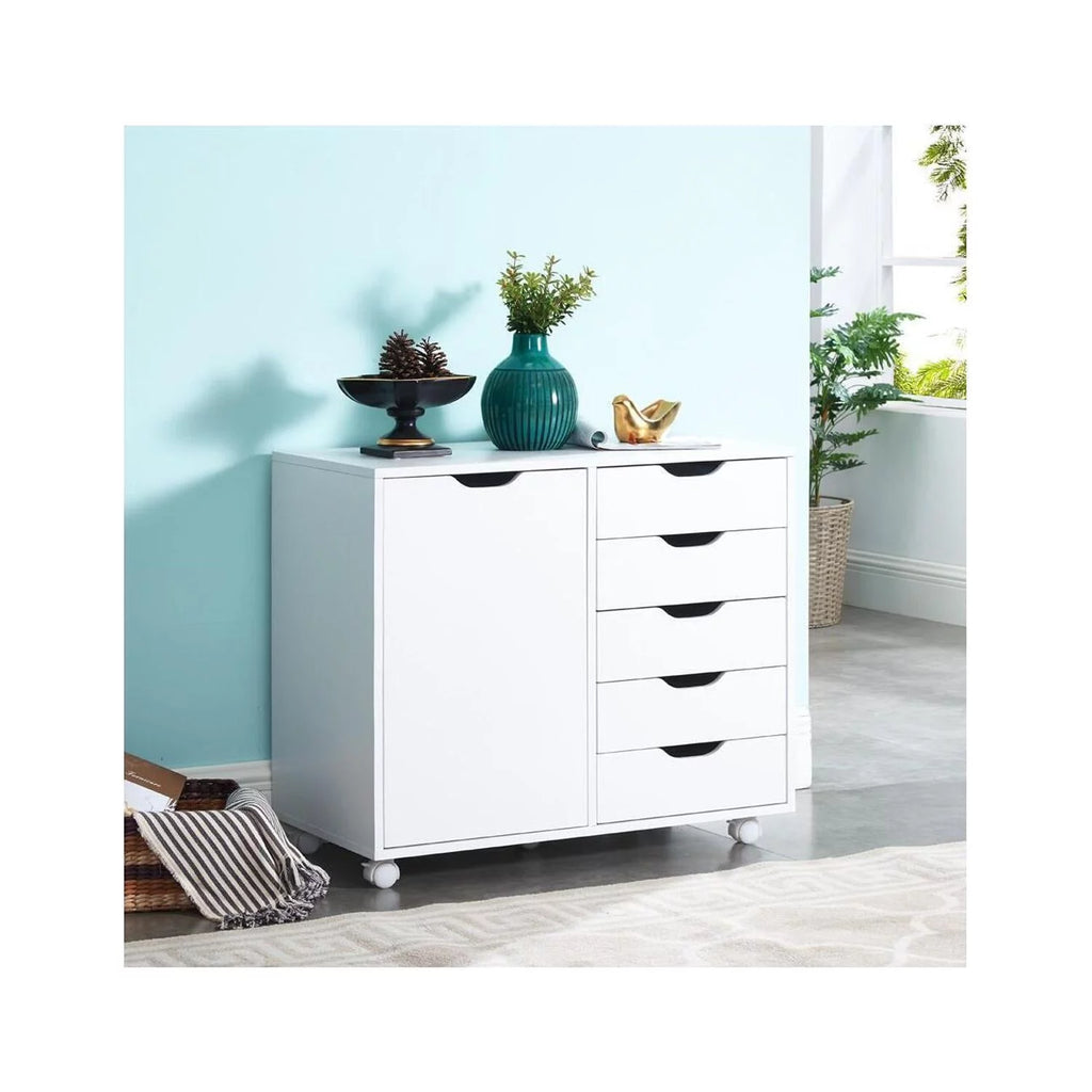 White 5 Drawer Storage Cabinet with Shelf H11029