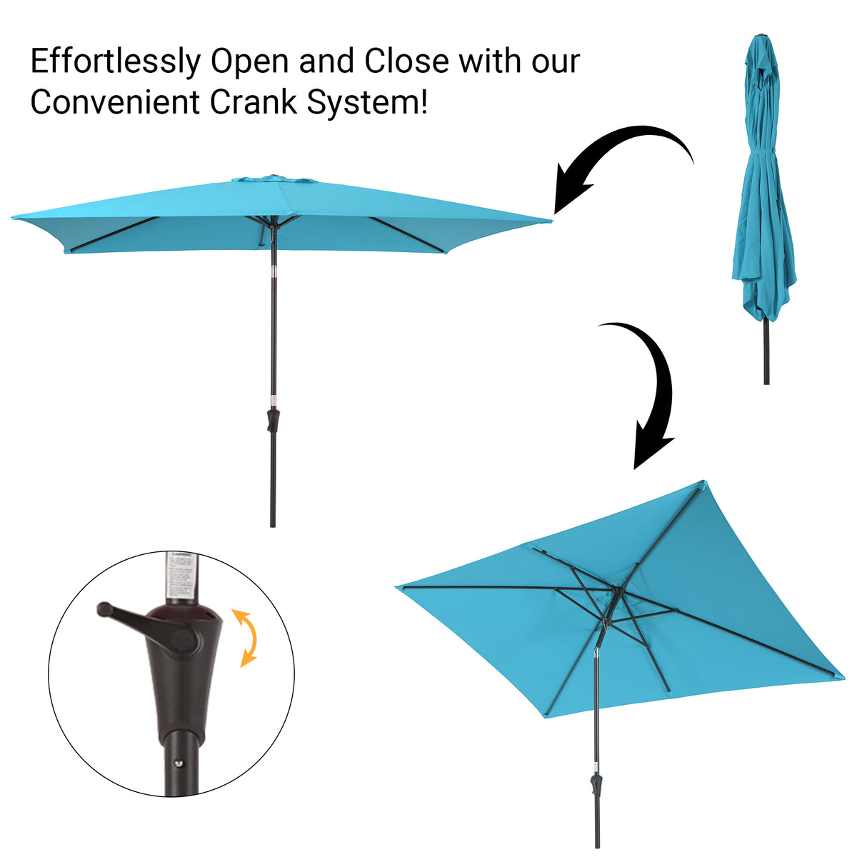 Aqua Blue Patio Market Umbrella with Tilt Button E962