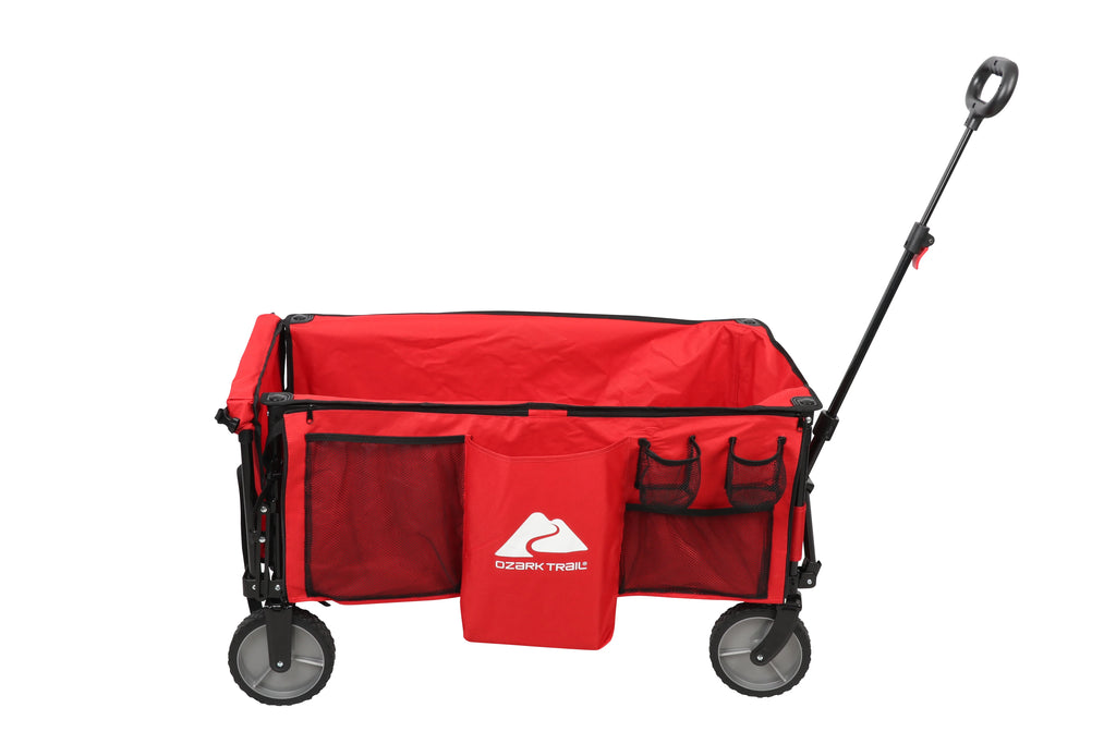 Camping Utility Wagon with Tailgate & Extension Handle, Red T2695