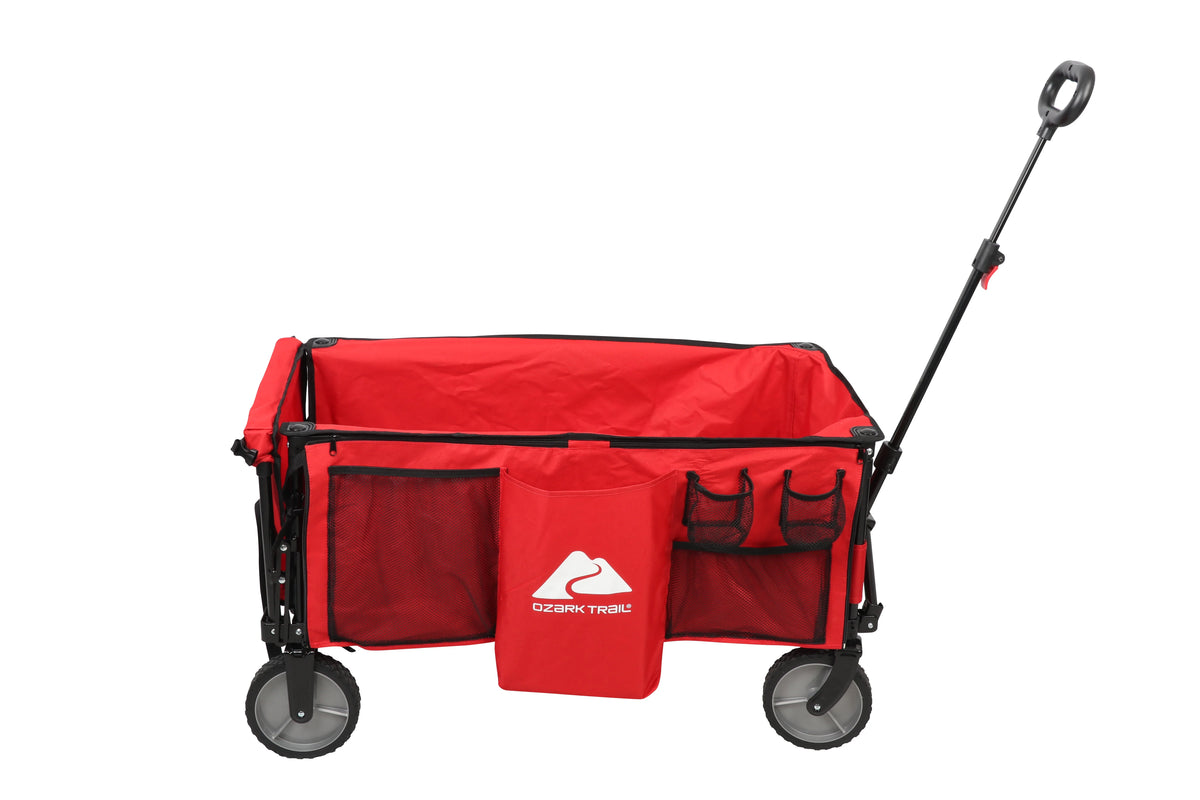 Camping Utility Wagon with Tailgate & Extension Handle, Red T2695