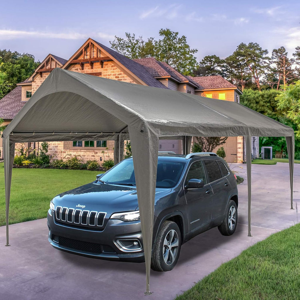 10x20 Ft Heavy Duty Portable Carport Canopy with 6 Legs W786103