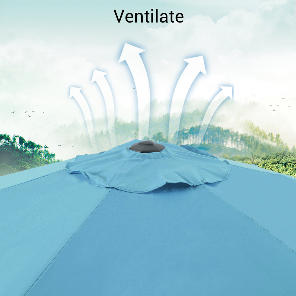 Aqua Blue Patio Market Umbrella with Tilt Button E962