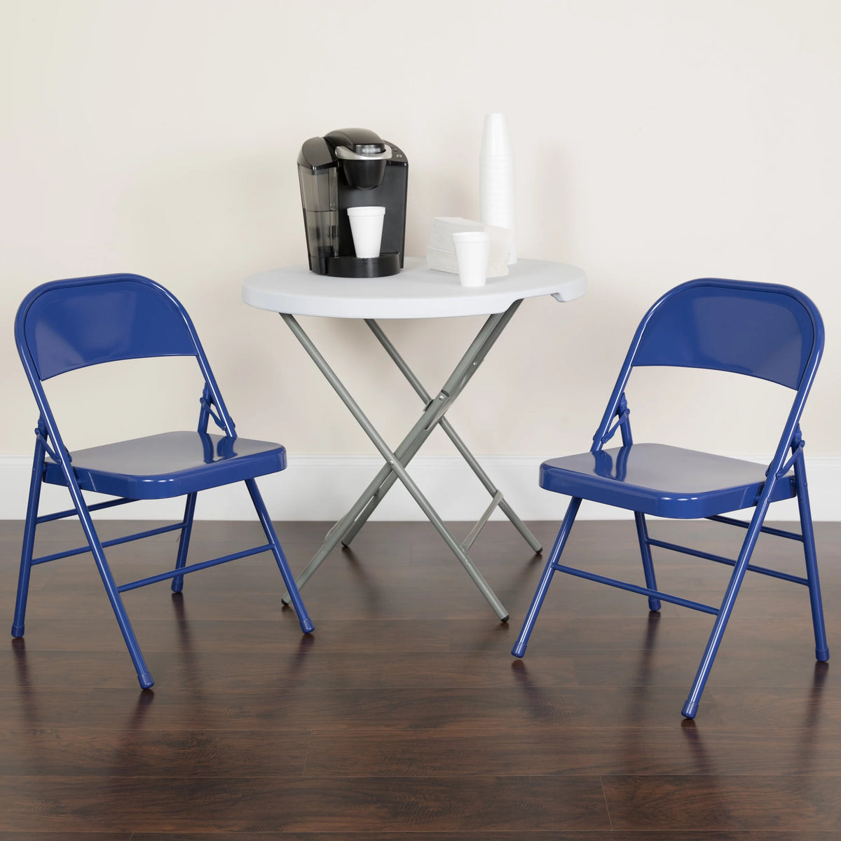 Cobalt Blue Metal Folding Chair V744375