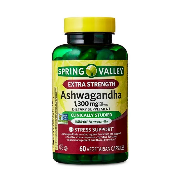 Extra Strength Ashwagandha Dietary Supplement, 1300 mg, 60 Vegetarian Capsules S691