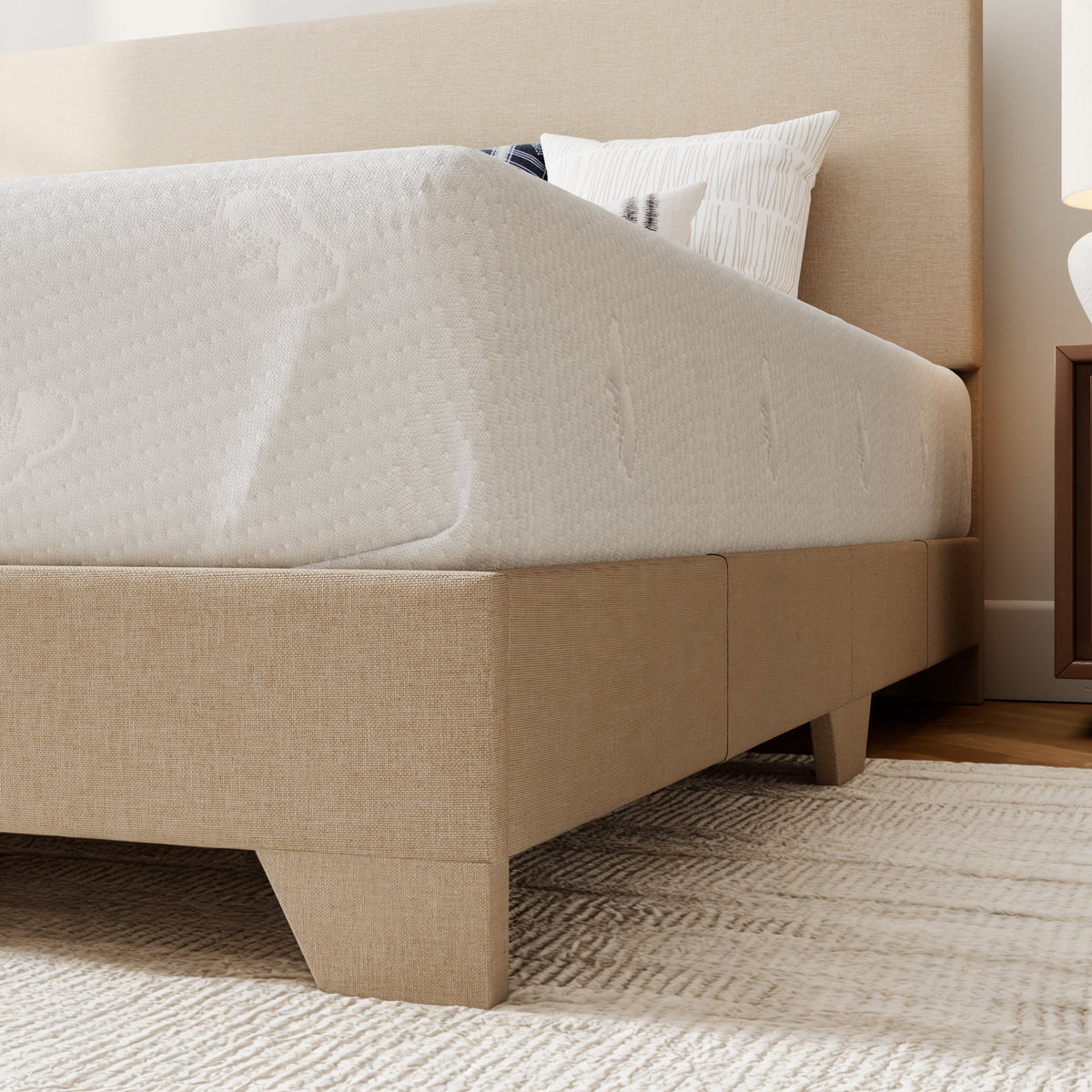 Queen Upholstered Platform Bed Frame with Adjustable Headboard K11826