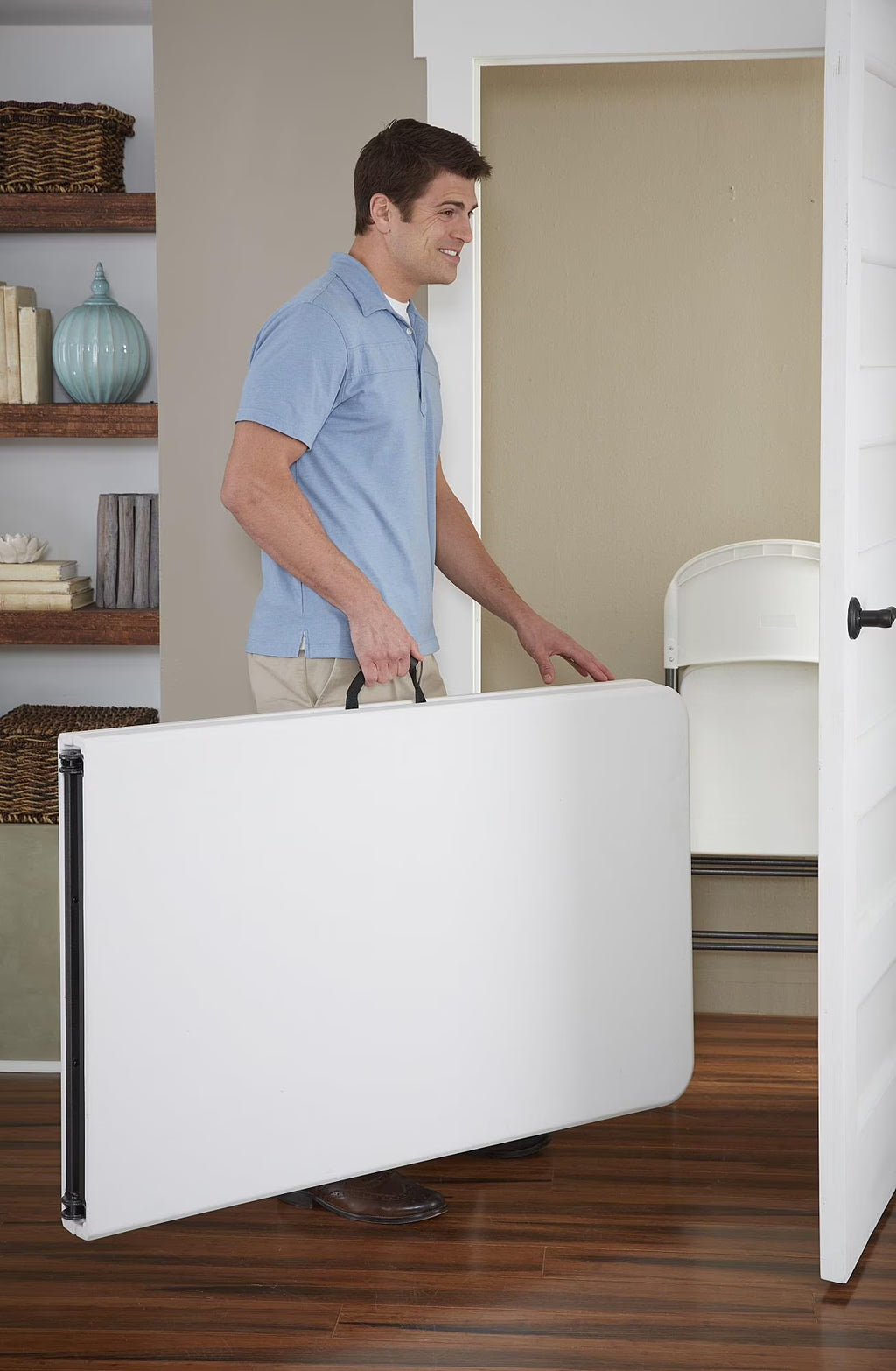 White Fold-in-Half Blow Molded Folding Table W254