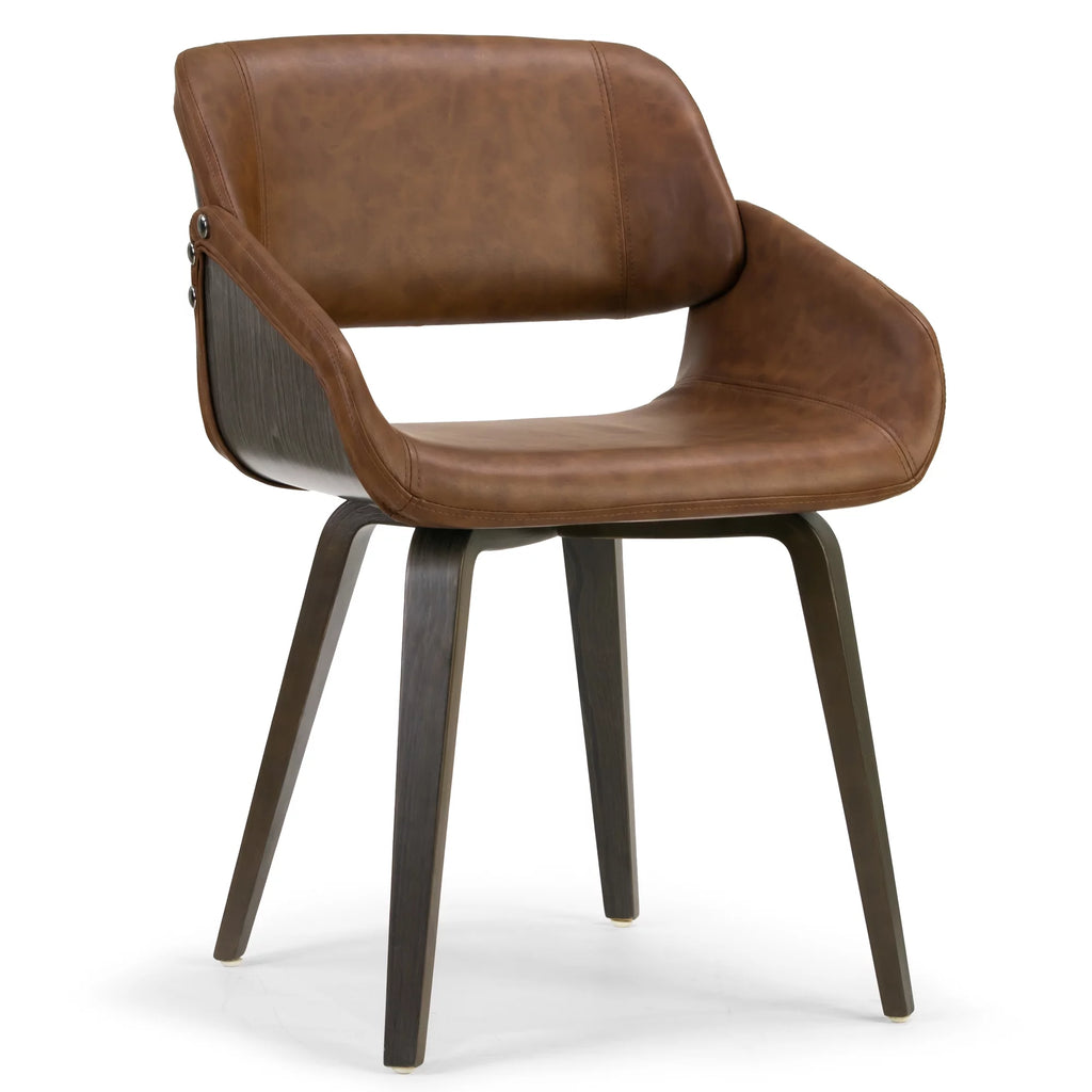 Brown Upholstered Dining Chair with Wood Legs X5050