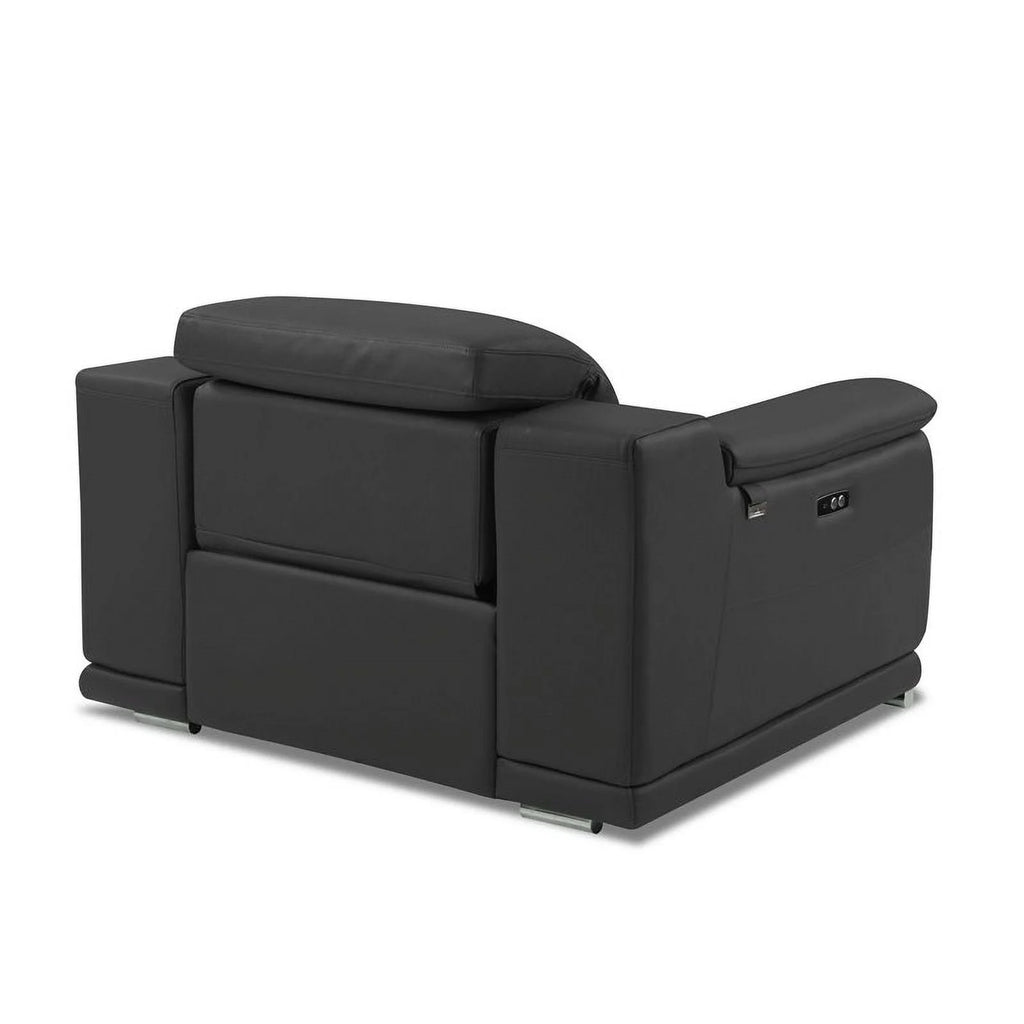 Genuine Italian Leather Power Reclining Chair in Dark Gray Q683577