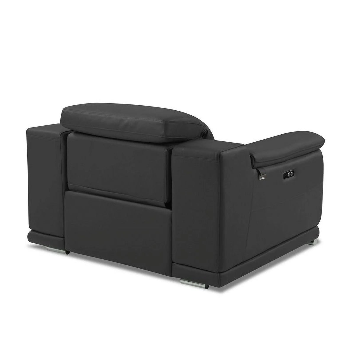 Genuine Italian Leather Power Reclining Chair in Dark Gray Q683577