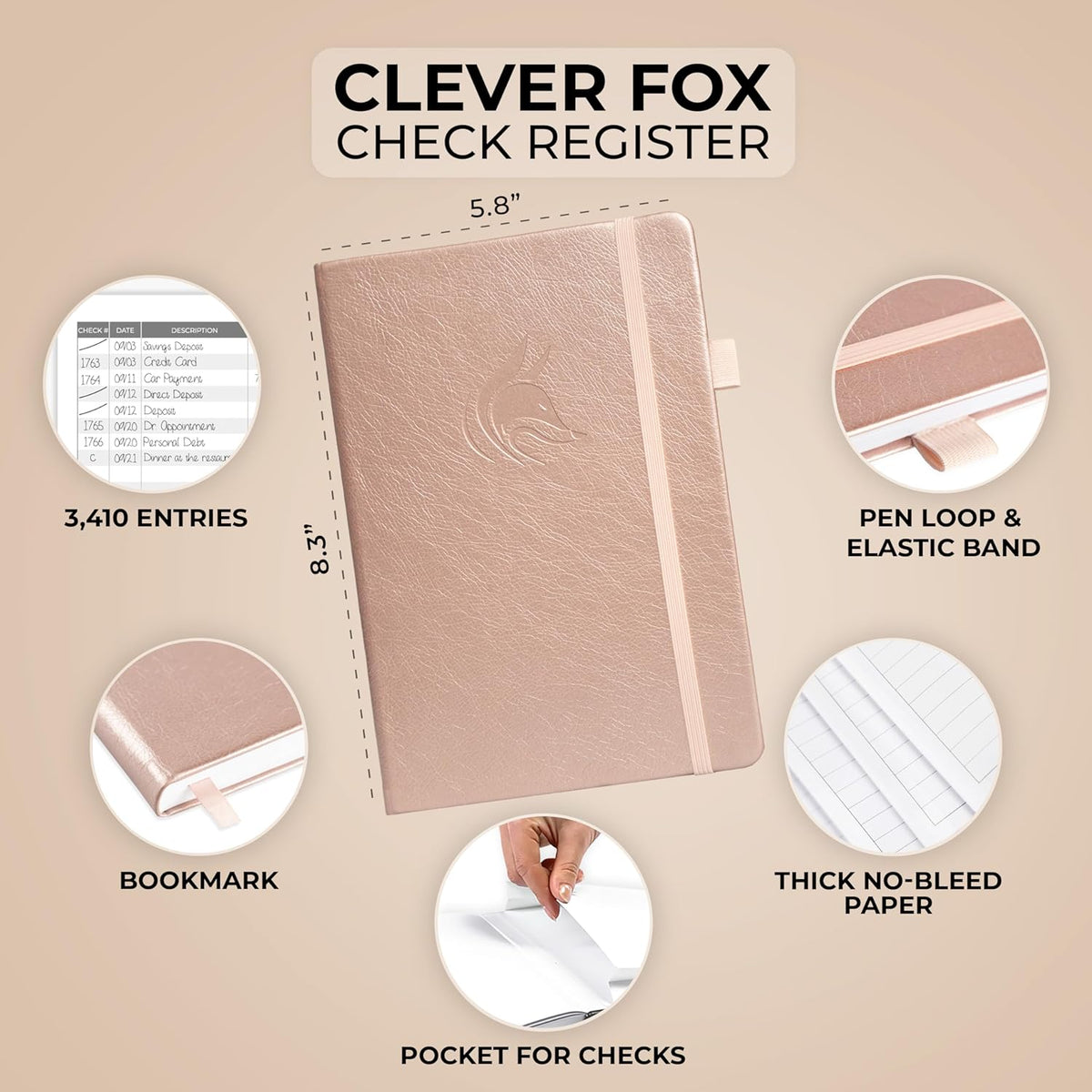 A5 Hardcover Check Register Book T8942