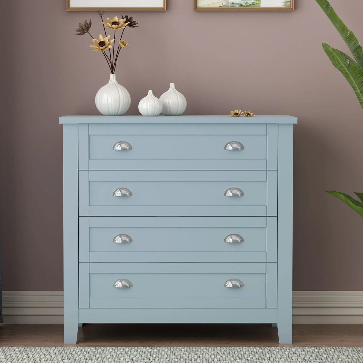Blue 4 Drawer Wood Dresser L55485
