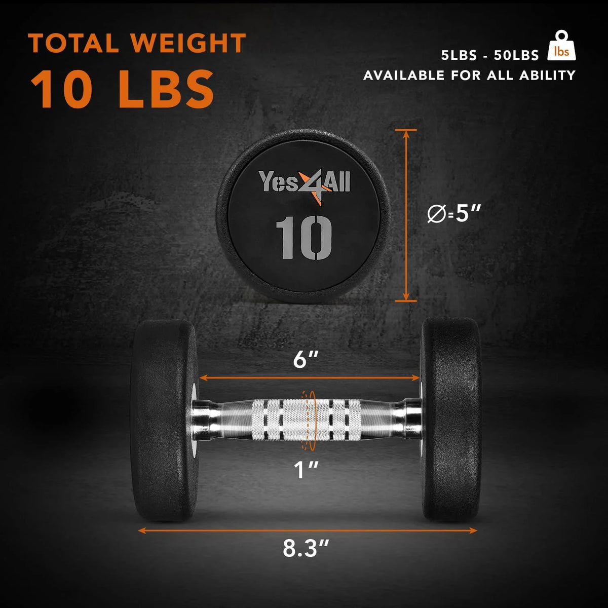 45 lbs Urethane Dumbbell, Single F8852
