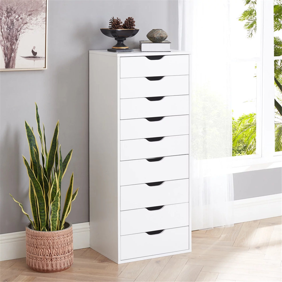 White 5 Drawer Storage Cabinet with Shelf H11029