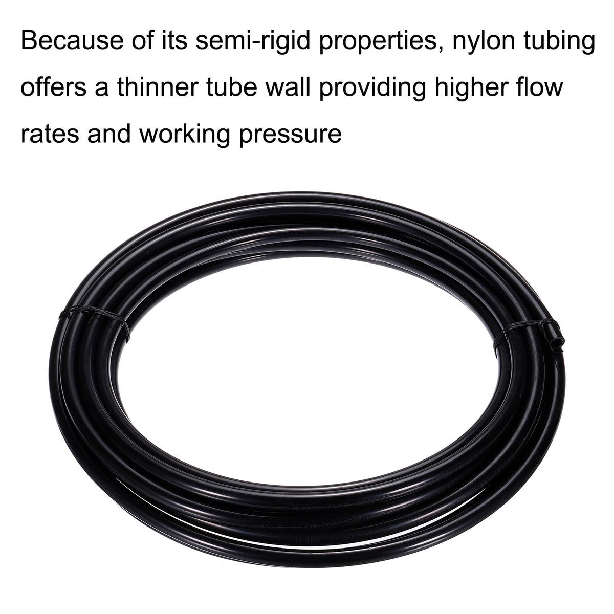 Pneumatic Tubing, 12mm OD x 8mm ID x 10m Nylon Air Brake Tube Black Q8516