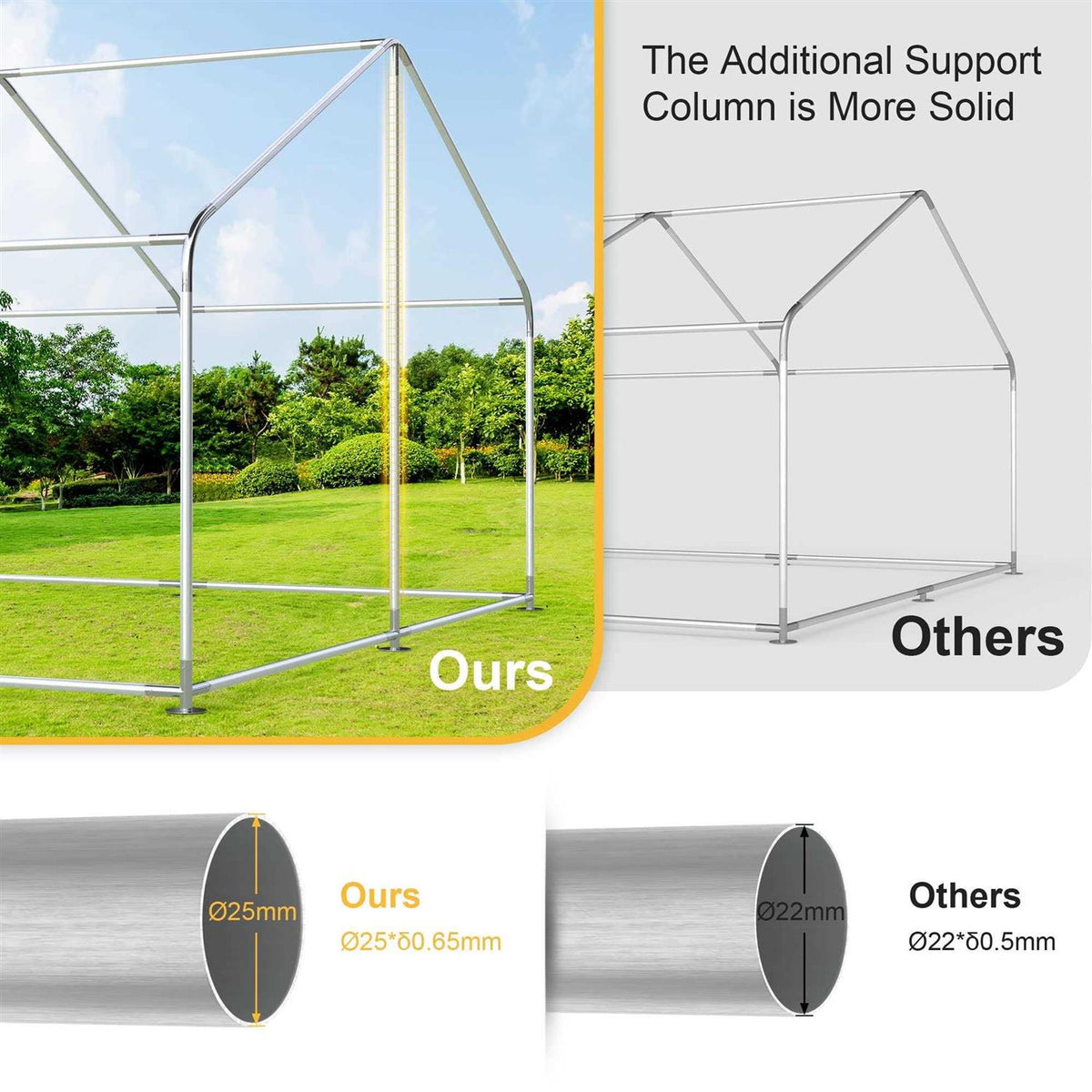 Chicken Coop Large Metal Run for 20 Chickens Walk in Poultry Cage Hen House with Waterproof Cover T37921