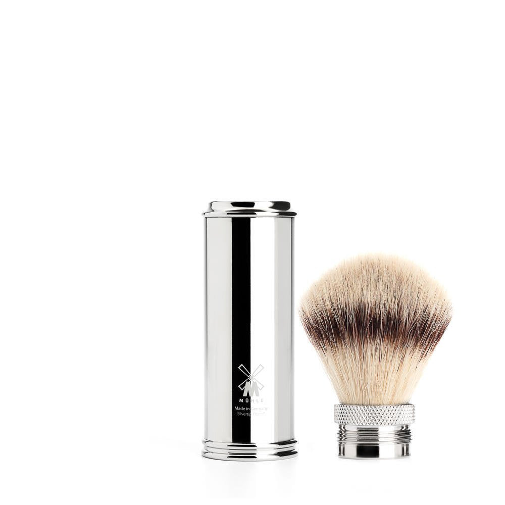 Synthetic Silvertip Fibre Travel Shaving Brush with Nickel Plated Handle Pack of 2 E624919