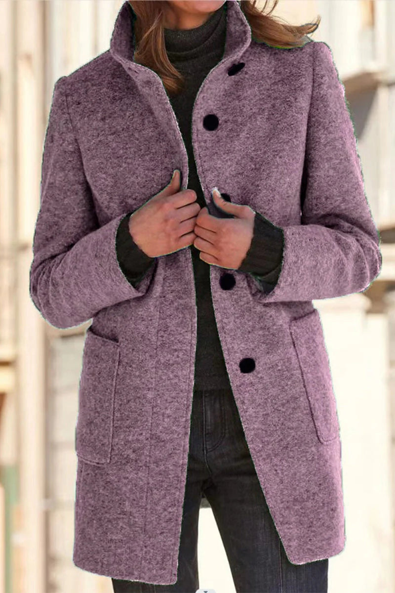 Solid Color Mandarin Collar Outerwear G961442
