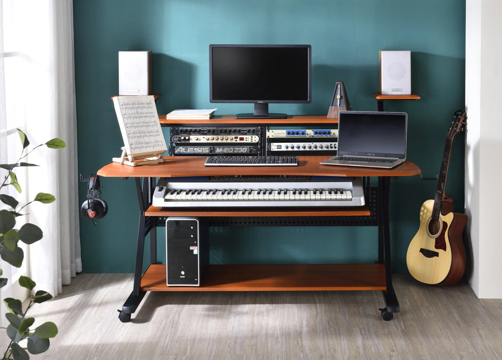 Cherry & Black Desk W493